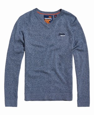 Superdry Orange Label Cotton Vee Férfi Ugró Kék | EHPTN9142